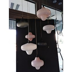 Obrázek pro produkt Závěsné svítidlo STARCLOUD ATRIA (2x perleť.šedá) + VEGA (2x opalín bublinky) + LYRA (2x perleť.růžová) + LYRA (1x perleť.růžová bublinky) + černý baldachýn 50cm - BROKIS