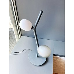 Obrázek pro produkt Stolní lampa IVY 2x 1,2W 91lm triplex opál / šedá kouřová / antracit černý kabel / stmívání - BROKIS A
