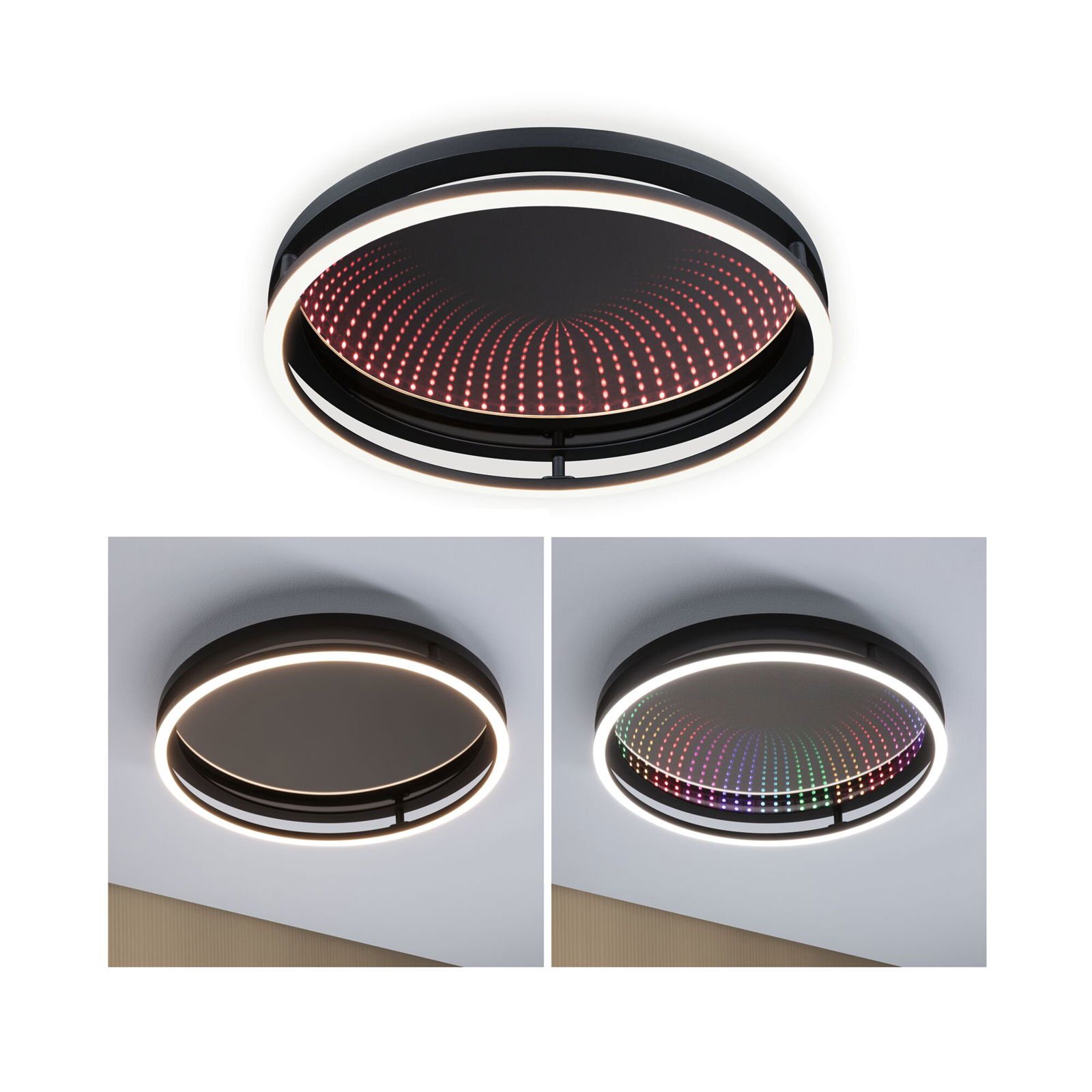 P 71056 LED nástěnné/stropní svítidlo Spaceglow One RGB+ 230V 34,5W stmívatelné černá mat - PAULMANN