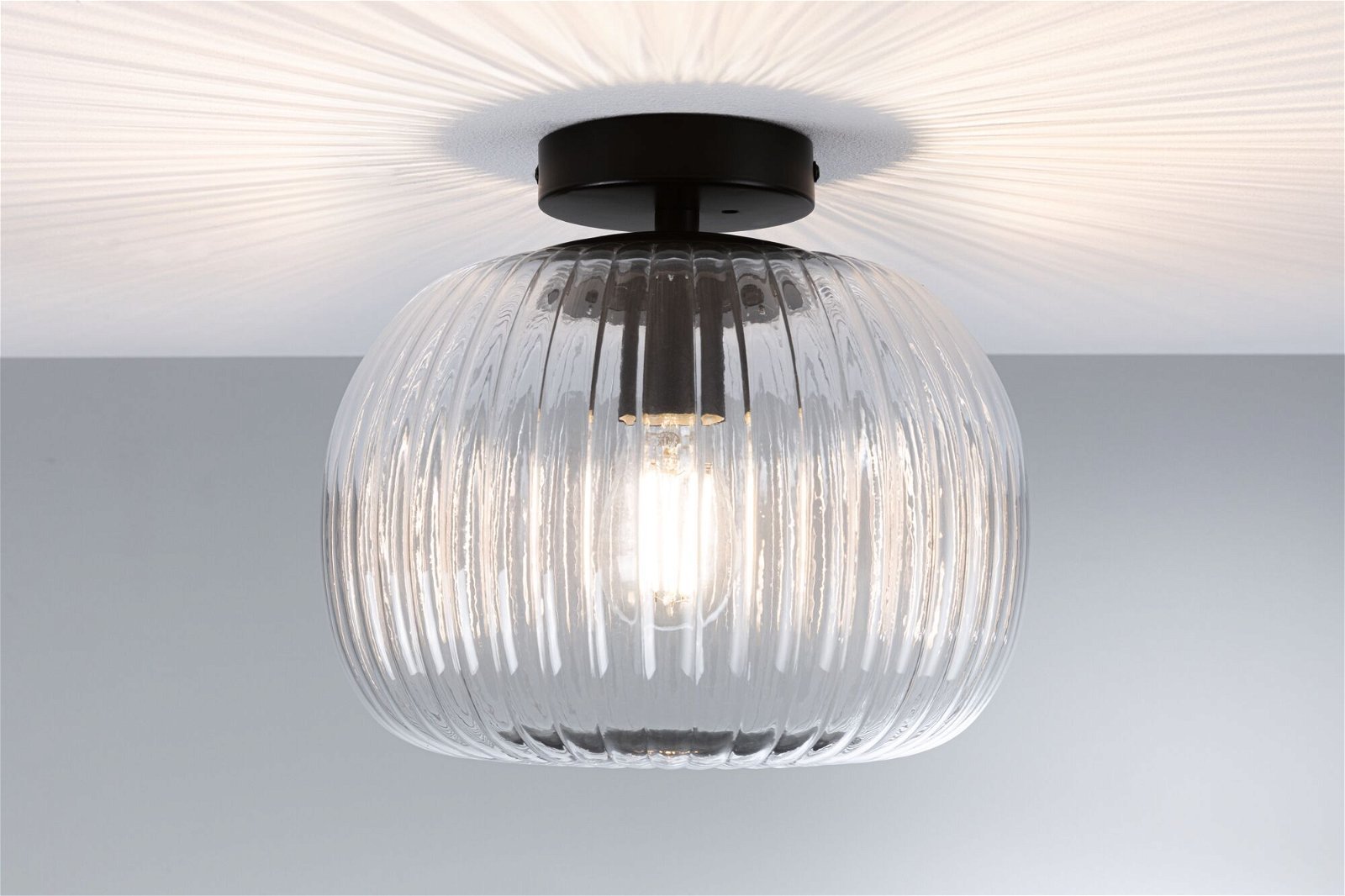 P 71146 LED stropní svítidlo Ruya IP44 E27 230V max. 60W sklo/černá mat - PAULMANN (obrázek 3)