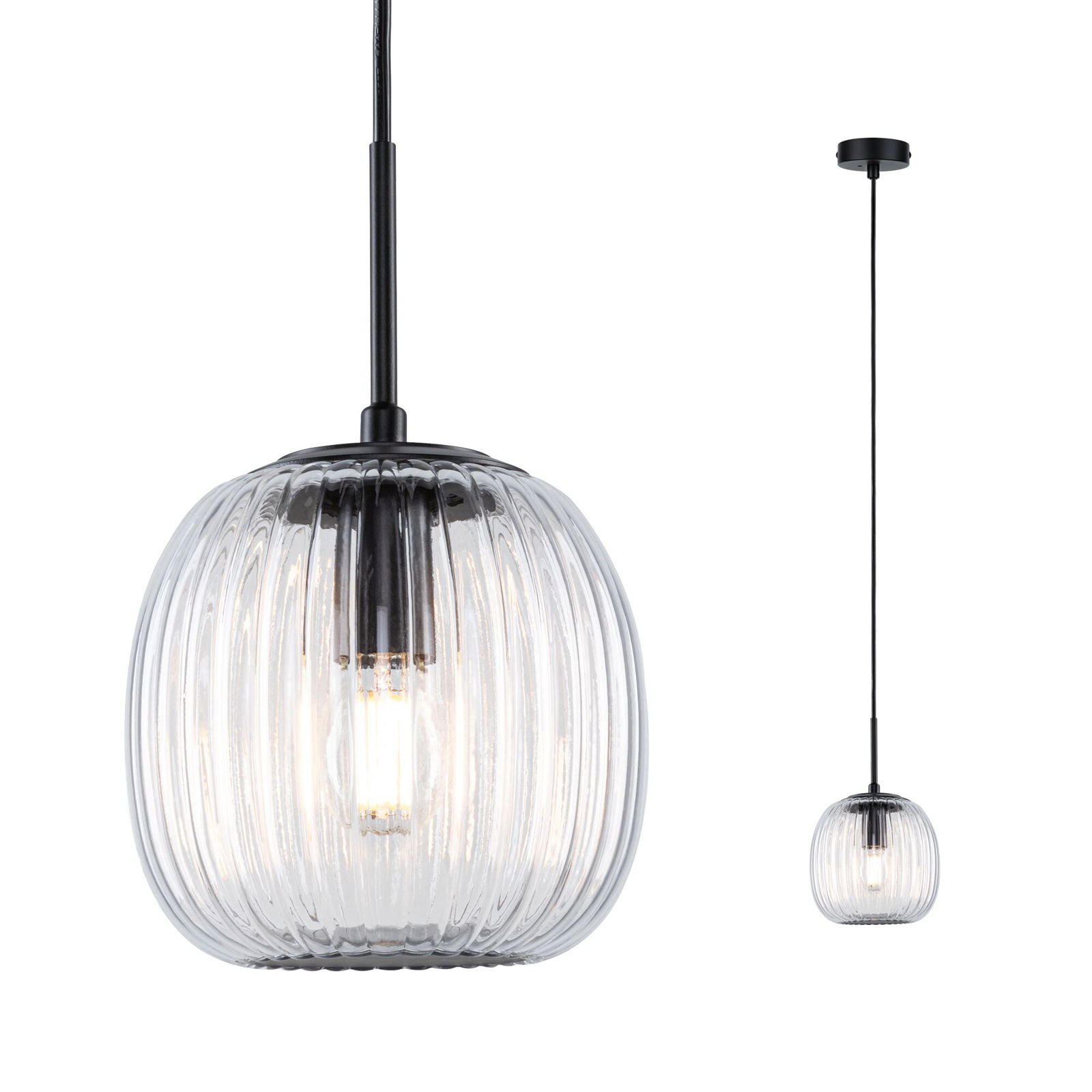 P 71147 LED závěsné svítidlo Ruya E14 max. 20W sklo/černá mat - PAULMANN