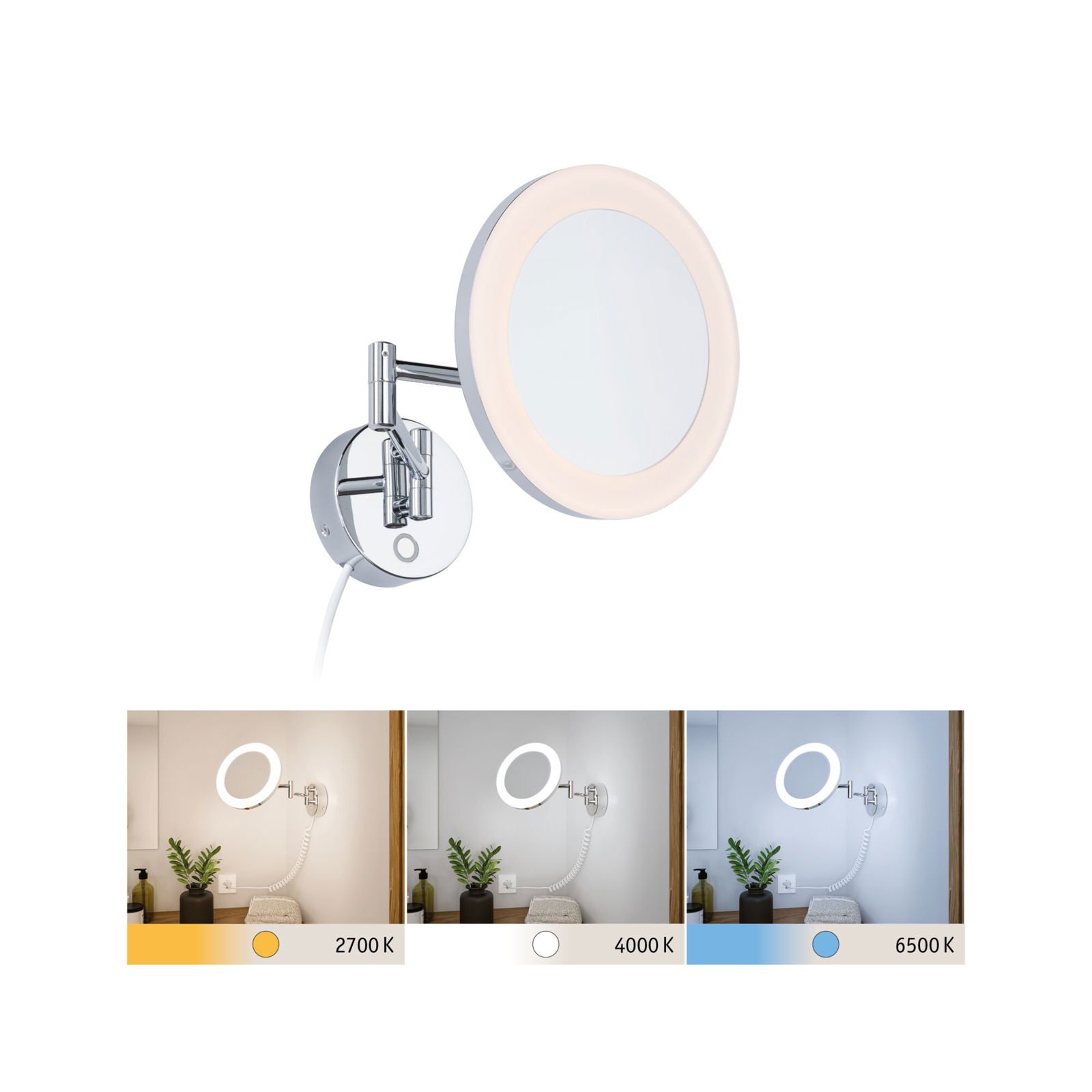 P 71148 LED kosmetické zrcadlo Masua IP44 CCT 230V 4W chrom - PAULMANN