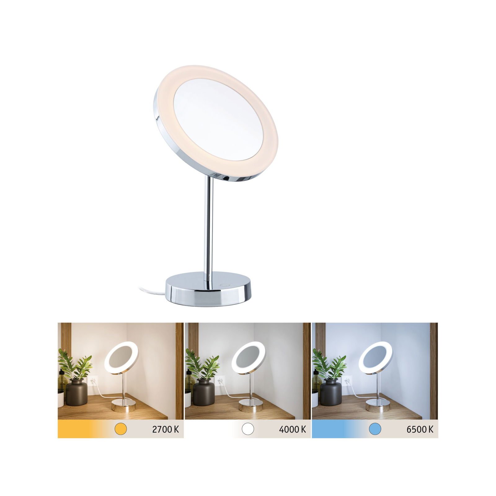 P 71150 LED kosmetické zrcadlo Masua IP44 CCT 230V 4W chrom - PAULMANN