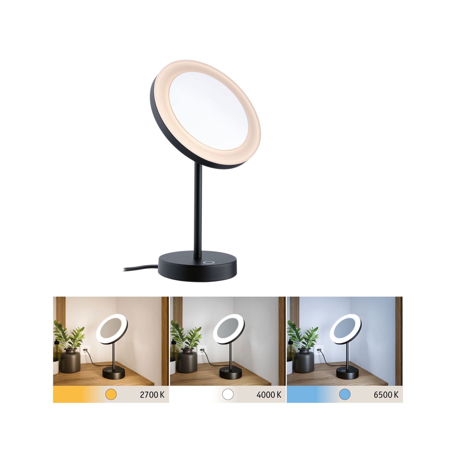 P 71151 LED kosmetické zrcadlo Masua IP44 CCT 230V 4W černá mat - PAULMANN