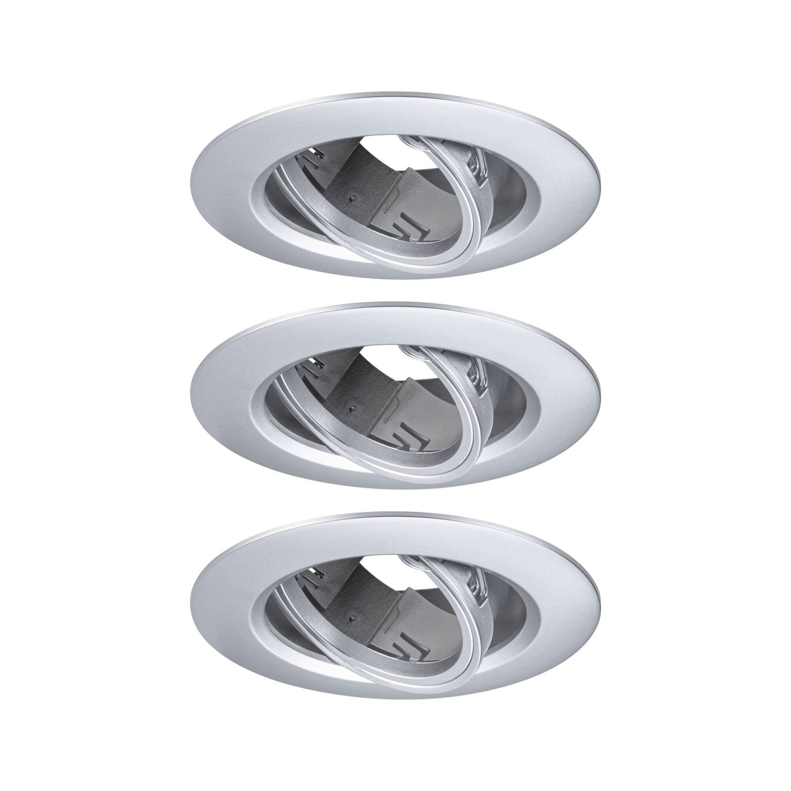 P 92110 Vestavné svítidlo 3ks-sada výklopné kruhové 90mm 30° GU10 max. 3x10W 230V matný chrom - PAULMANN