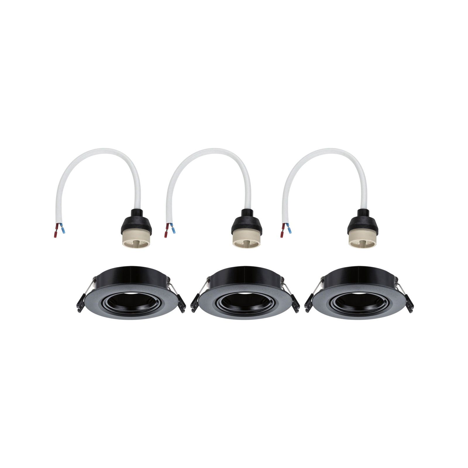 P 92111 Vestavné svítidlo 3ks-sada výklopné kruhové 90mm 30° GU10 max. 3x10W 230V černá - PAULMANN (obrázek 6)