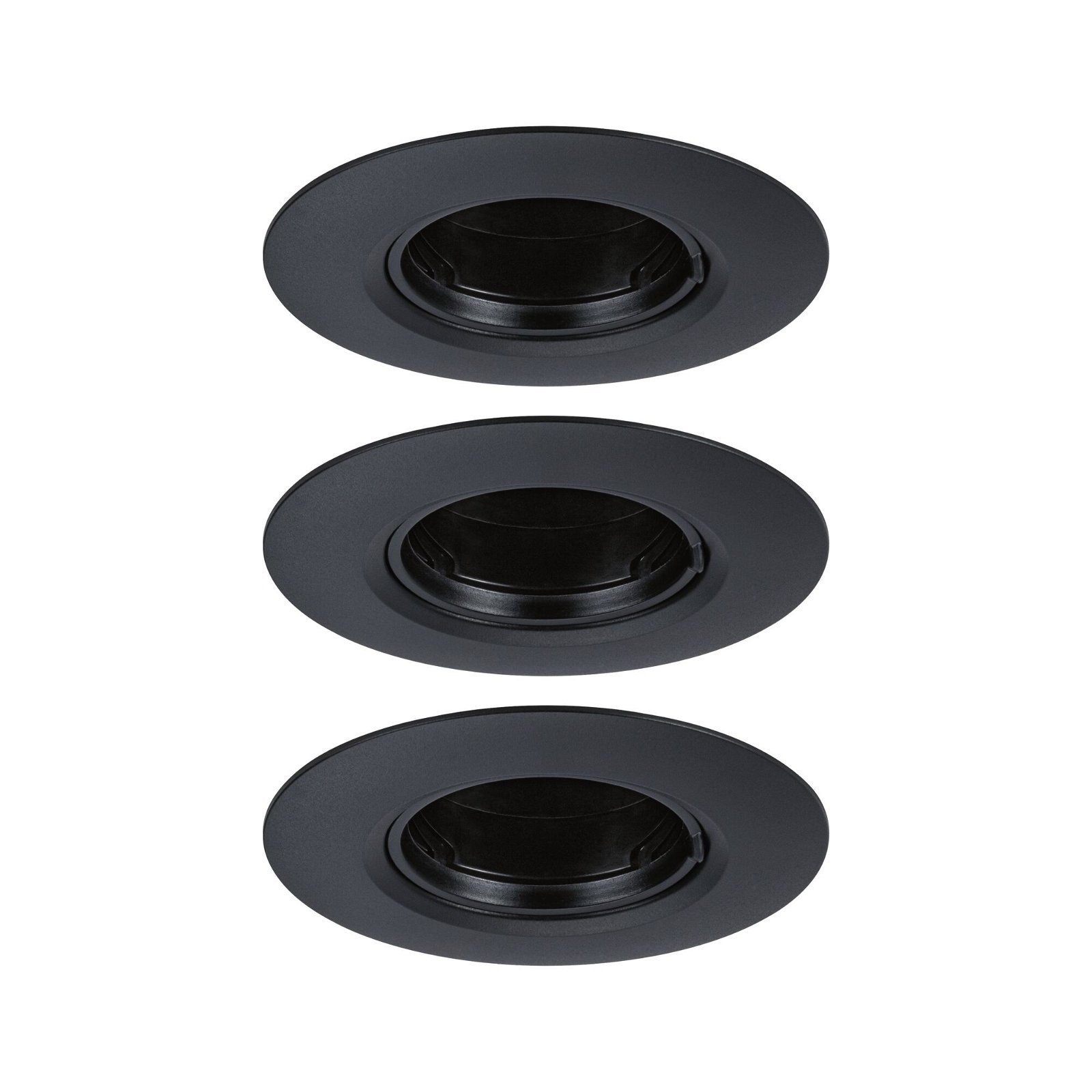 P 92114 Vestavné svítidlo 3ks-sada nevýklopné kruhové 90mm GU10 max. 3x10W 230V černá - PAULMANN