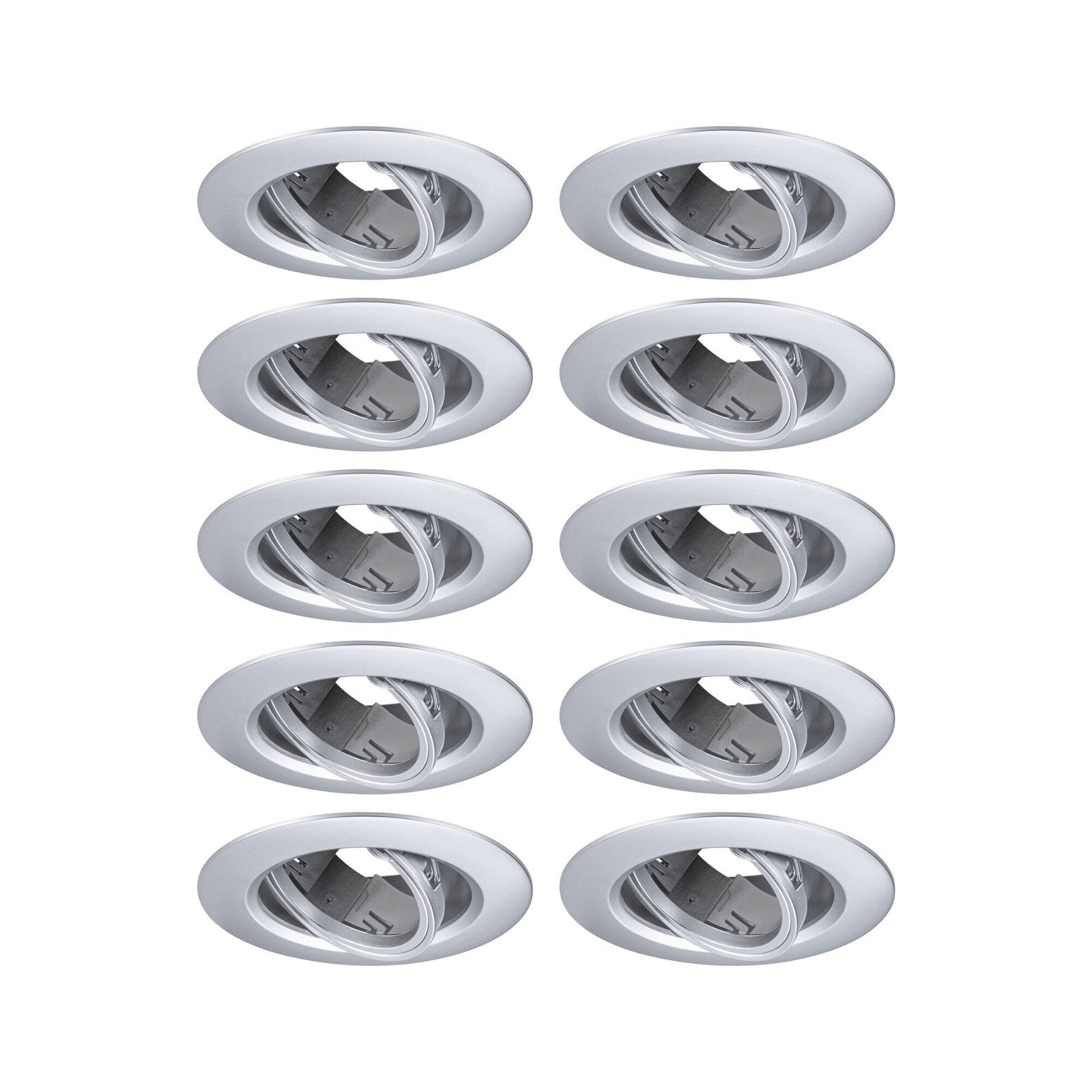 P 92116 Vestavné svítidlo 10ks-sada výklopné kruhové 90mm 30° GU10 max. 10x10W 230V matný chrom - PAULMANN