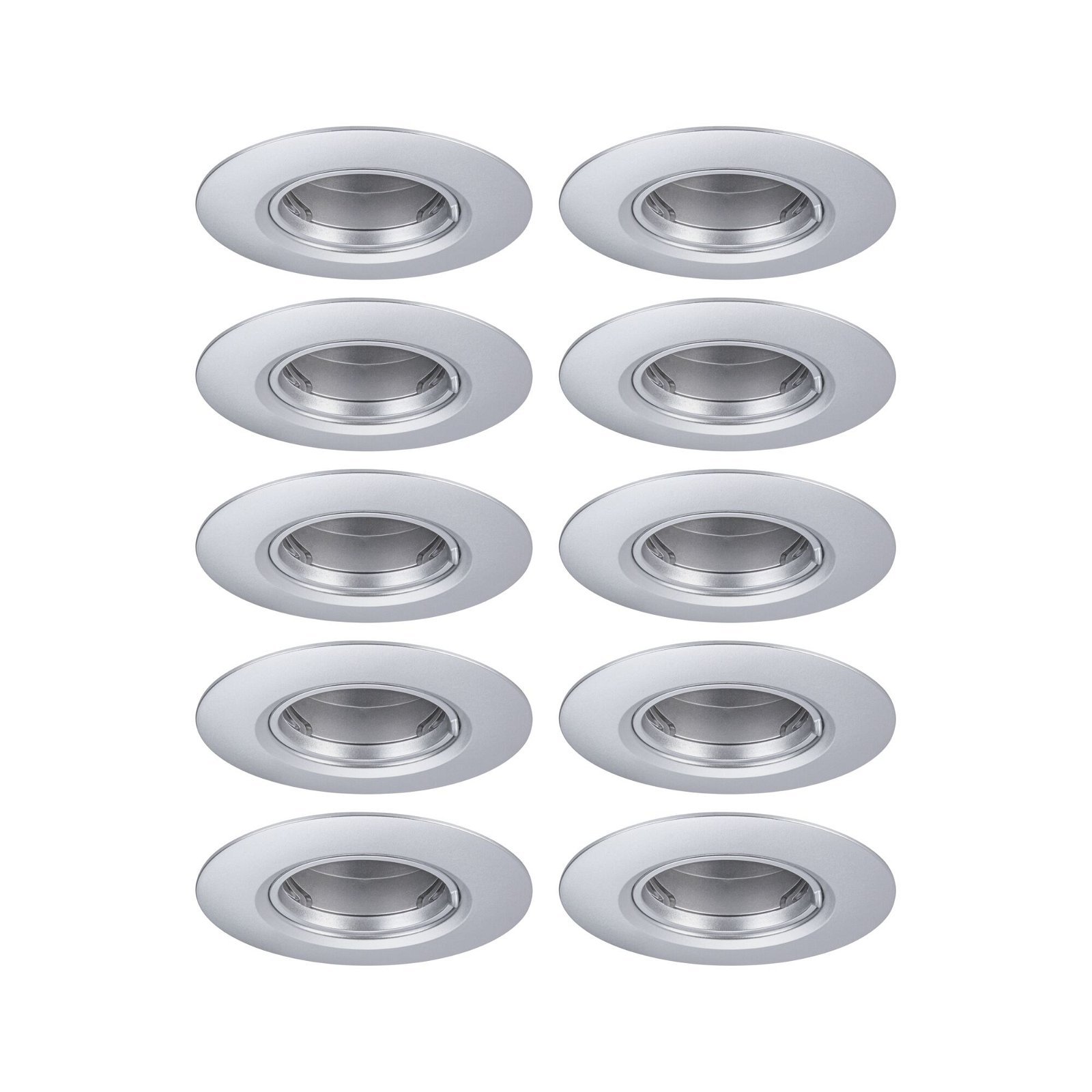 P 92119 Vestavné svítidlo 10ks-sada nevýklopné kruhové 90mm GU10 max. 10x10W 230V matný chrom - PAULMANN