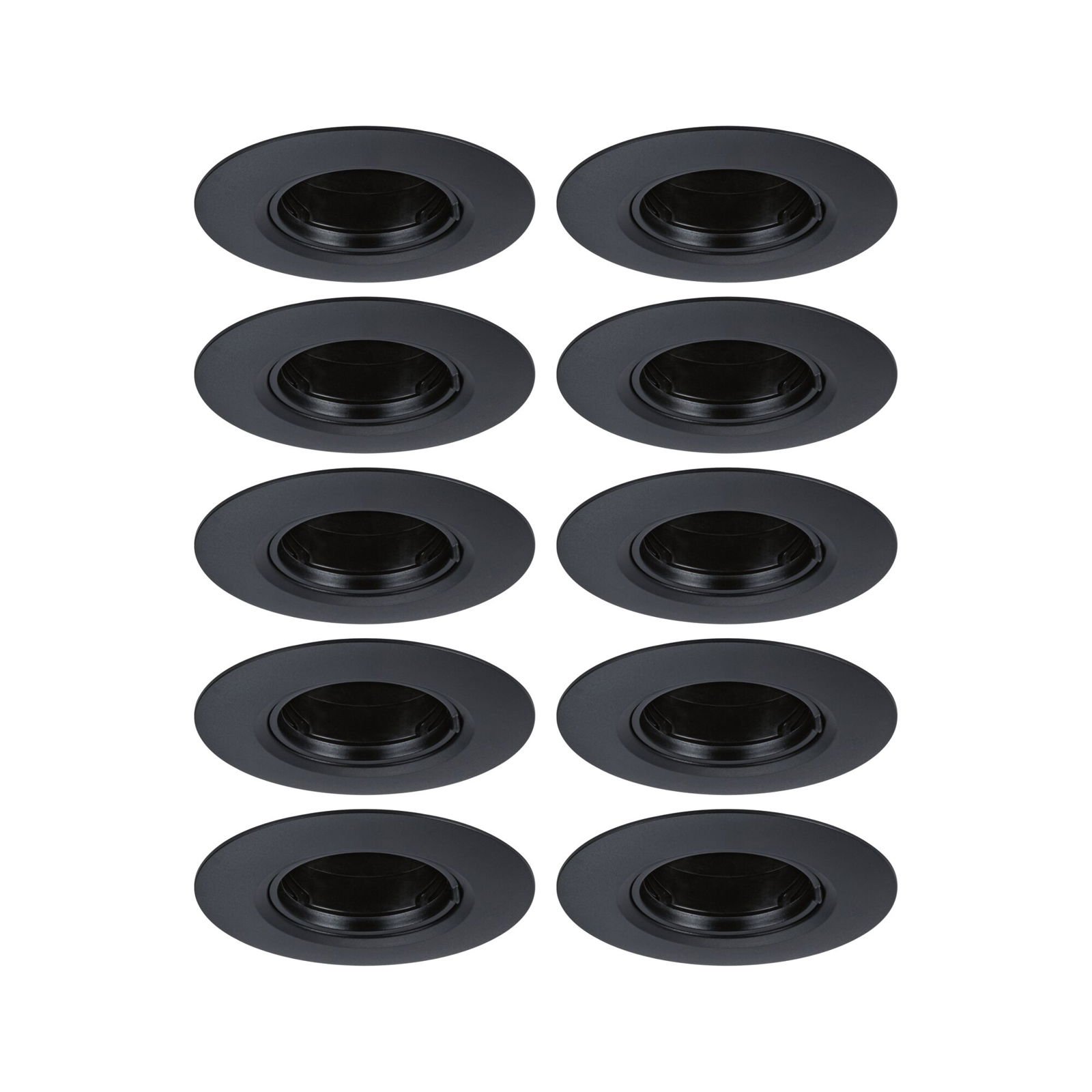 P 92120 Vestavné svítidlo 10ks-sada nevýklopné kruhové 90mm GU10 max. 10x10W 230V černá - PAULMANN