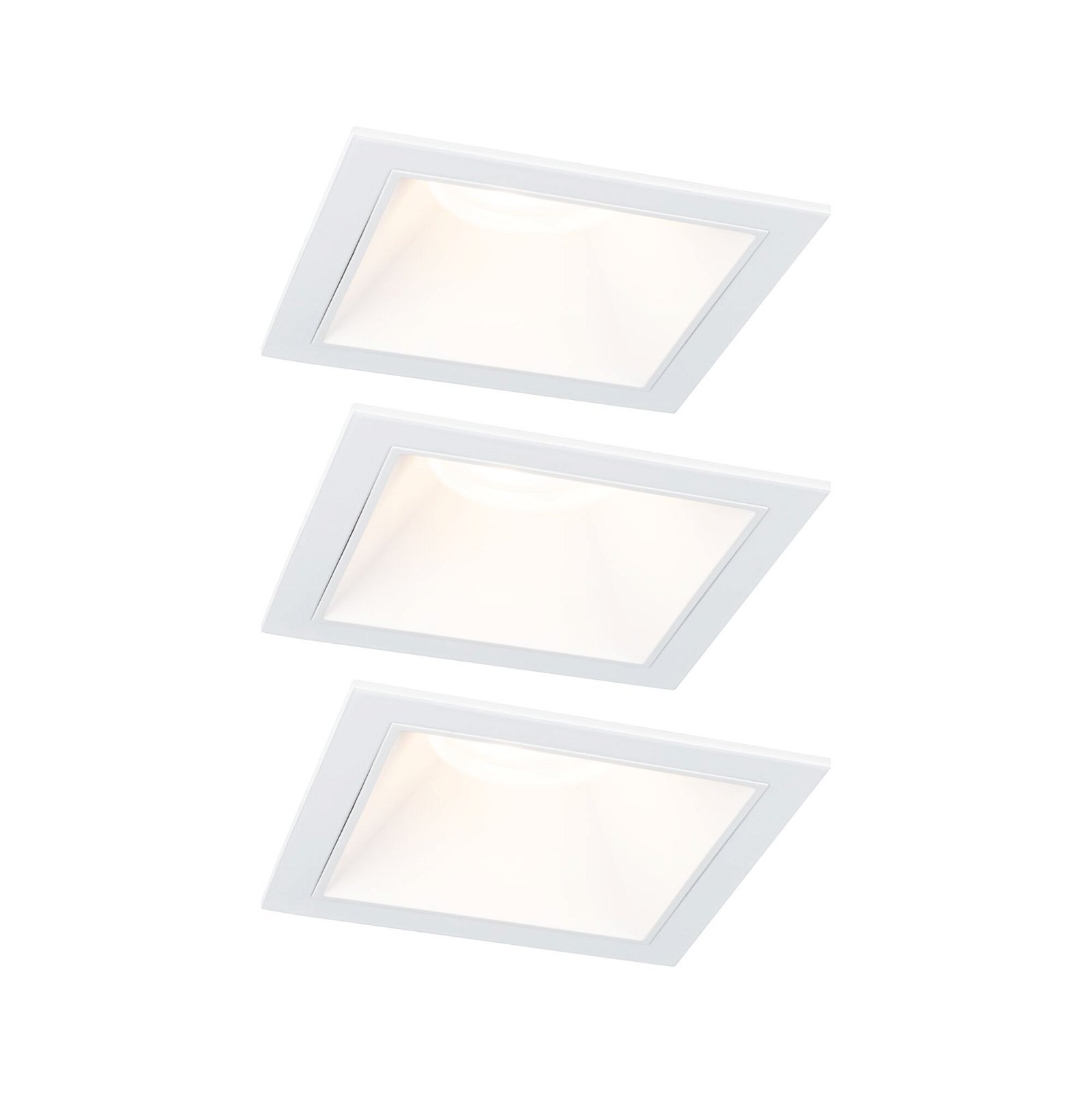 P 93126 LED vestavné svítidlo 3-krokové-stmívatelné Cole Coin základní sada IP44 hranaté 88x88mm Coin 3x6W 230V stmívatelné 2700K bílá - PAULMANN