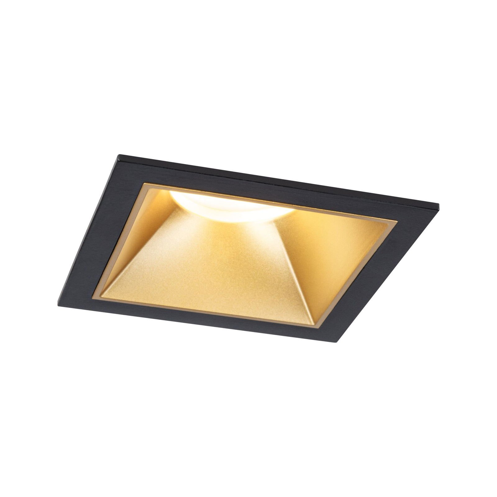P 93129 LED vestavné svítidlo 3-krokové-stmívatelné Cole Coin základní sada IP44 hranaté 88x88mm Coin 3x6W 230V stmívatelné 2700K černá/zlatá mat - PAULMANN