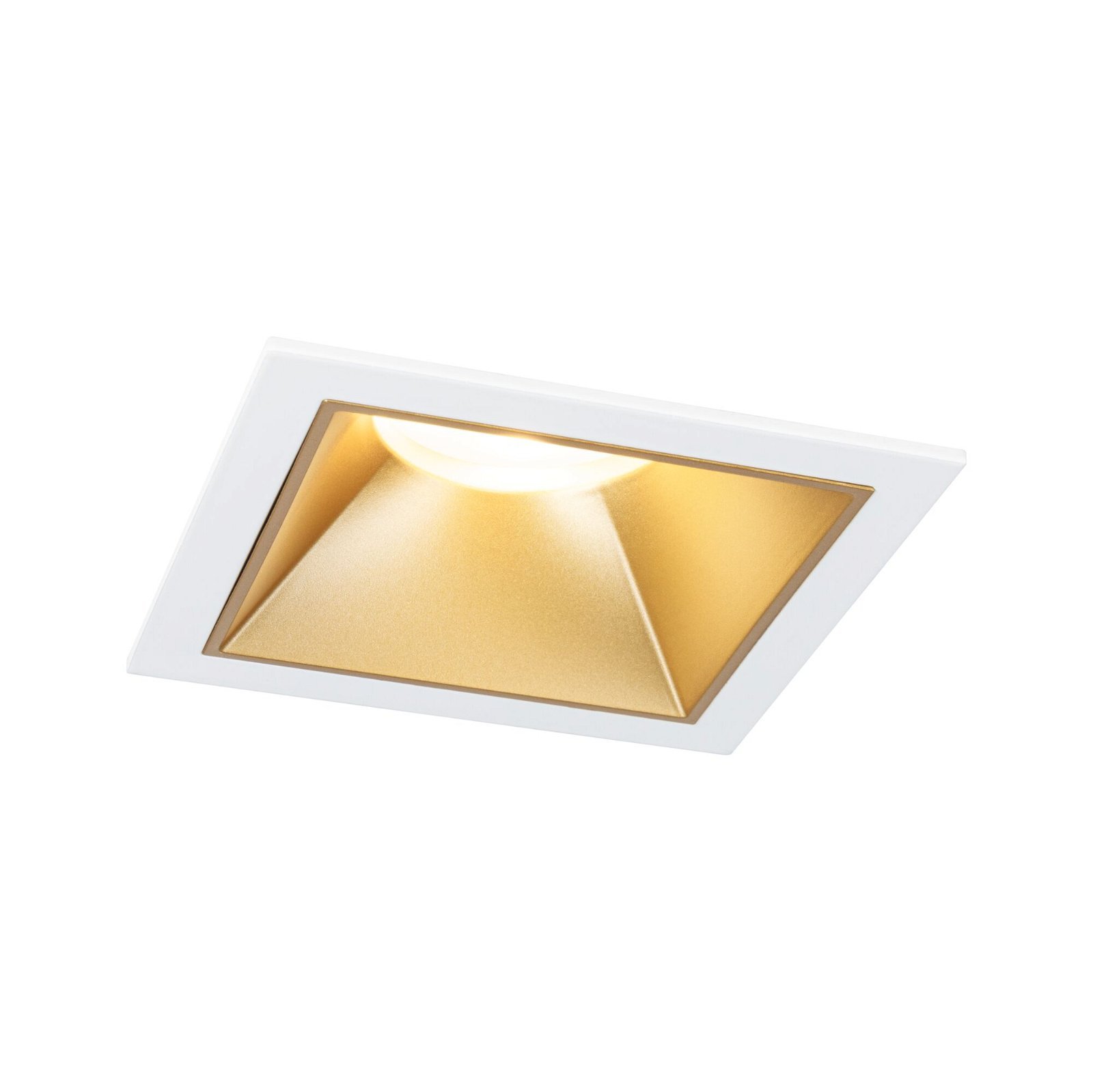 P 93130 LED vestavné svítidlo 3-krokové-stmívatelné Cole Coin základní sada IP44 hranaté 88x88mm Coin 3x6W 230V stmívatelné 2700K bílá/zlatá mat - PAULMANN