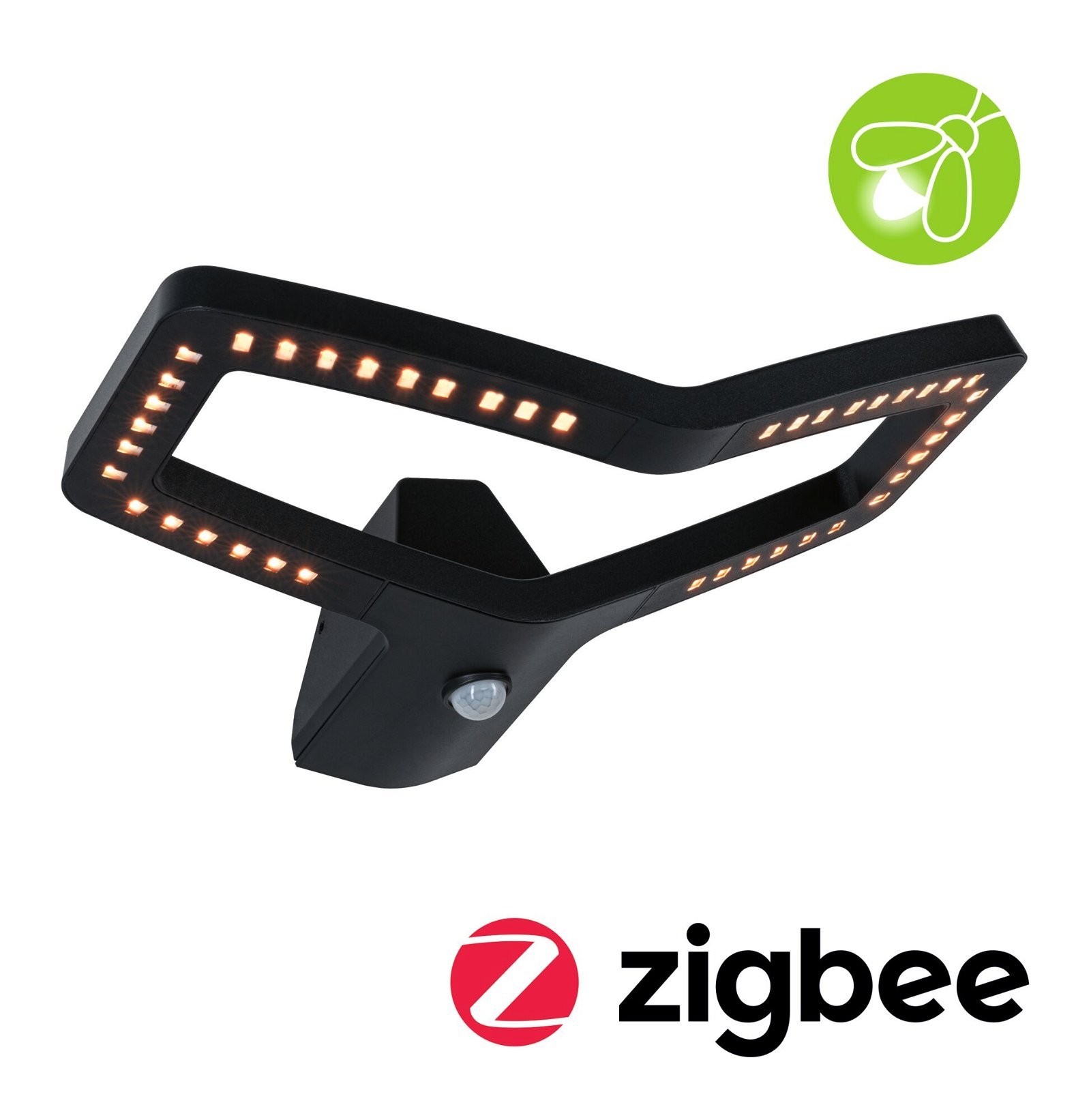 P 94791 LED venkovní nástěnné svítidlo Smart Home Zigbee 3.0 Alara pohybové čidlo IP44 hranaté 375x270mm 3000 - 2200K 10W 230V antracit kov - PAULMANN