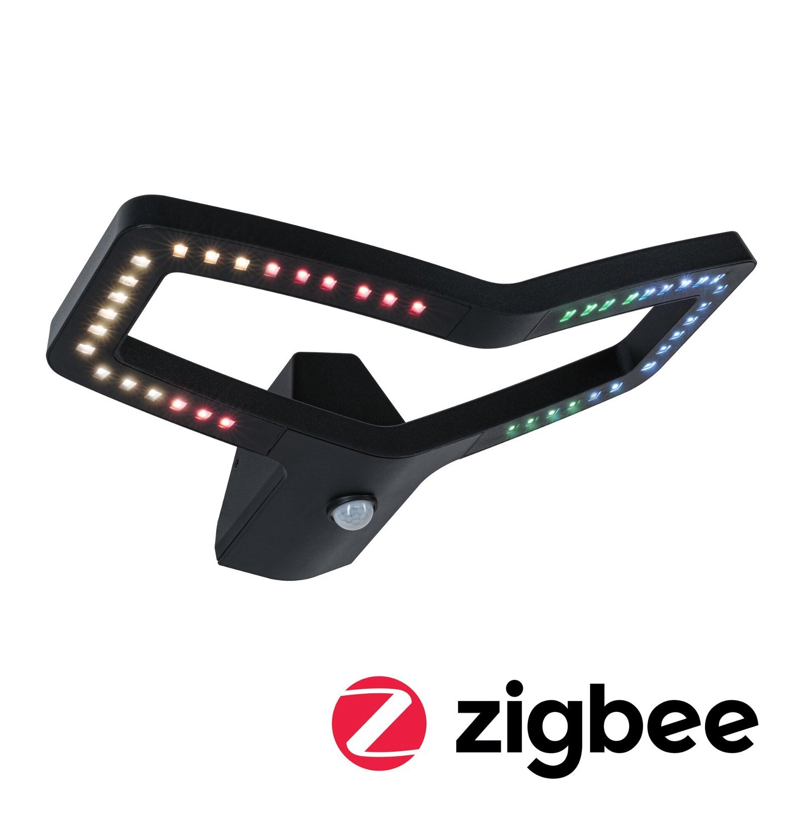 P 94793 LED venkovní nástěnné svítidlo Smart Home Zigbee 3.0 Alara pohybové čidlo IP44 hranaté 375x270mm RGBW+ 10W 230V antracit kov - PAULMANN