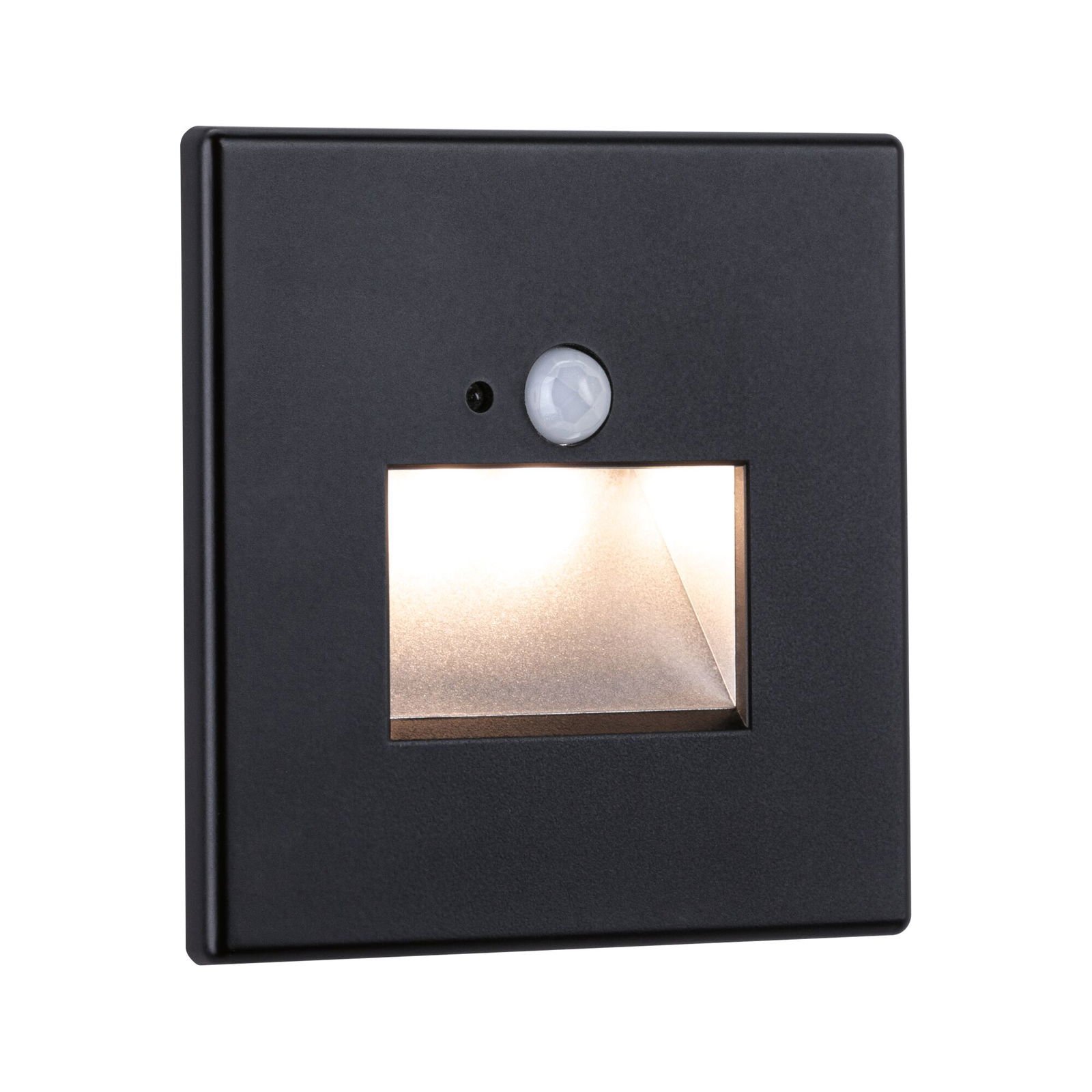 P 93135 LED vestavné svítidlo do zdi Edge Quadro hranaté se senzorem 8x8cm 1,2W 230V 2700K černá mat - PAULMANN