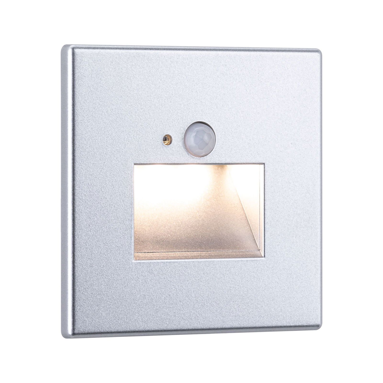 P 93134 LED vestavné svítidlo do zdi Edge Quadro hranaté se senzorem 8x8cm 1,2W 230V 2700K matný chrom - PAULMANN