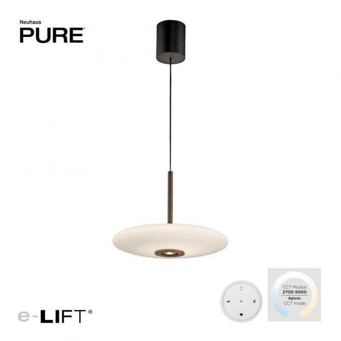 PN 2084-34 Závěsné svítidlo PURE E-Vitrum LED 8W 2700-5700K + LED 10W 2700-5700K hnědá / opál - PAUL NEUHAUS