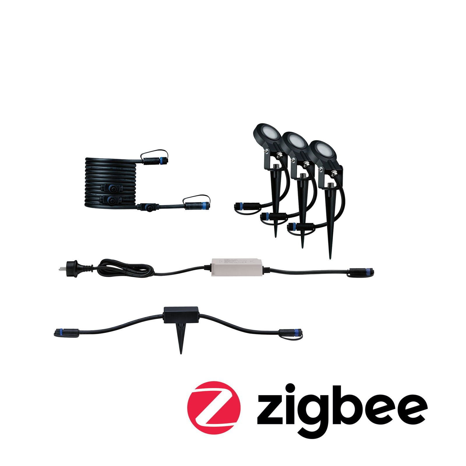 P 5028 Plug & Shine set Smart Home Zigbee 3.0 LED bodové zahradní světlo Sting IP67 3000K 3x6W 75VA antracit - PAULMANN