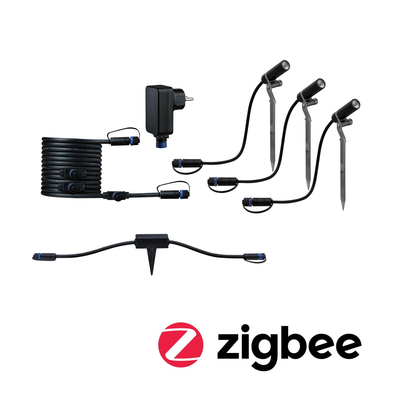 P 5029 Plug & Shine set Smart Home Zigbee 3.0 LED bodové zahradní světlo Plantini IP65 3000K 3x2W 21VA antracit - PAULMANN