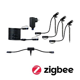 Obrázek pro produkt Plug & Shine set Smart Home Zigbee 3.0 LED bodové zahradní světlo Plantini IP65 3000K 3x2W 21VA antracit - PAULMANN