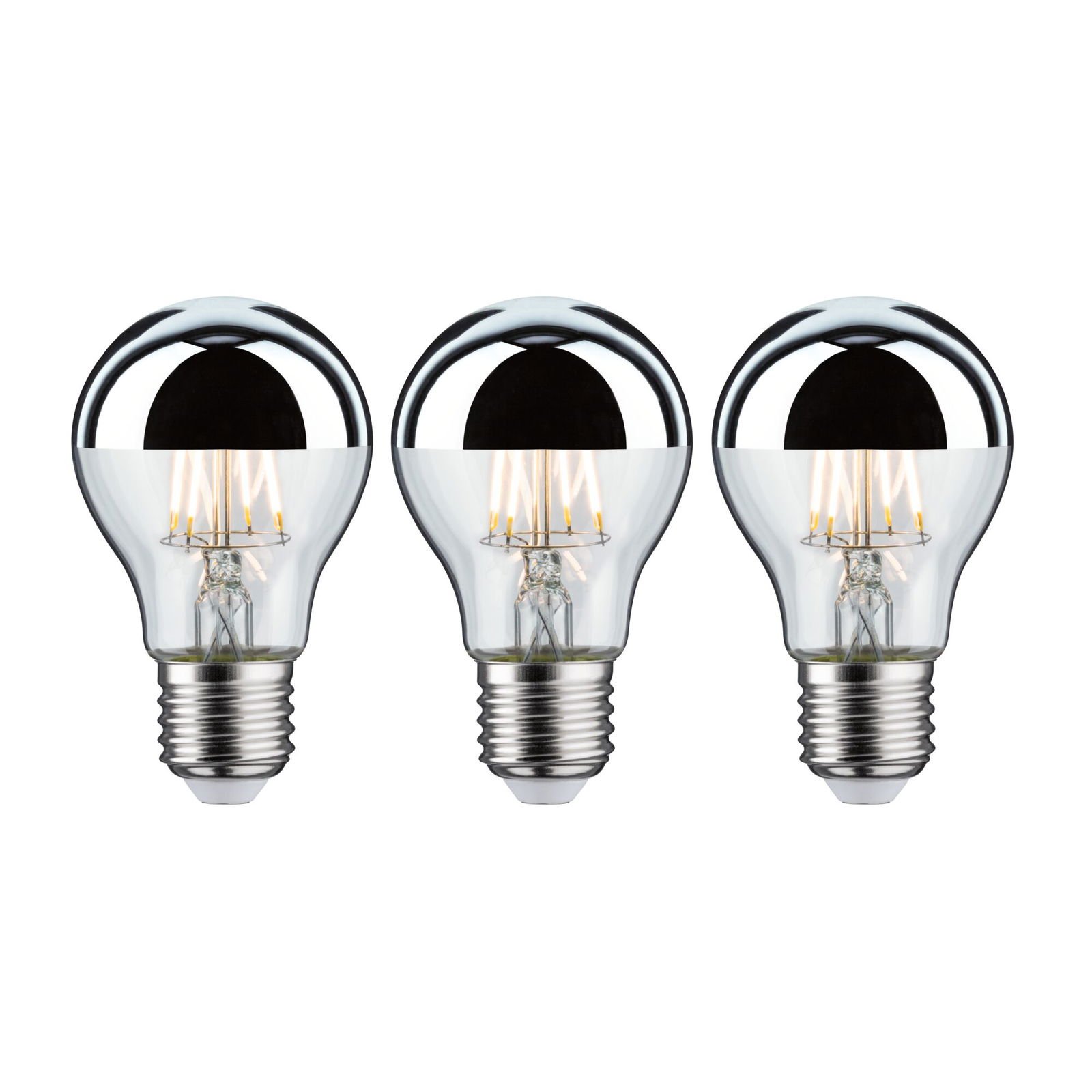 P 5065 Sada LED žárovka E27 230V 3x6,5W 2700K zrcadlový svrchlík stříbrná - PAULMANN