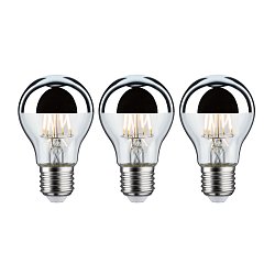 Obrázek pro produkt Sada LED žárovka E27 230V 3x6,5W 2700K zrcadlový svrchlík stříbrná - PAULMANN