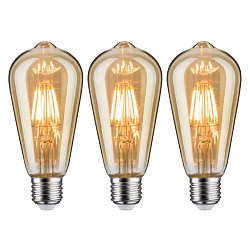 Obrázek pro produkt 1879 set LED žárovka Rustika E27 230V 3x6W 1700K stmívatelné zlatá - PAULMANN