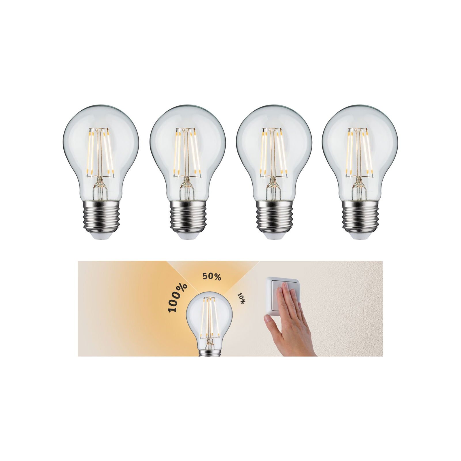P 5083 Set 3-krokové-stmívatelné LED žárovka E27 230V 4x5W 2700K stmívatelné čirá - PAULMANN