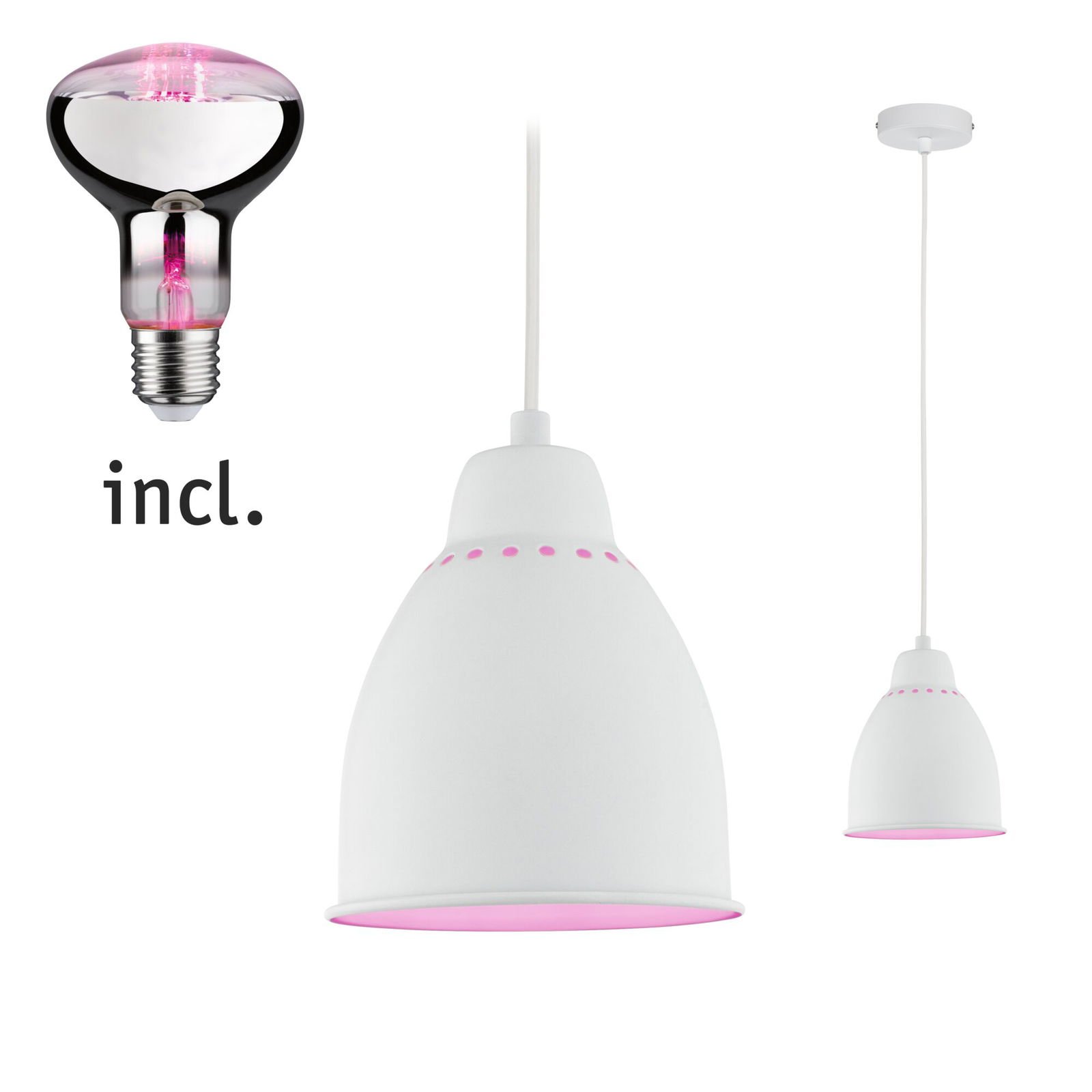 P 5117 Neordic set závěsné svítidlo Hilla + LED reflektor E27 bílá stmívatelné kov / 230V 6,5W 1300K - PAULMANN