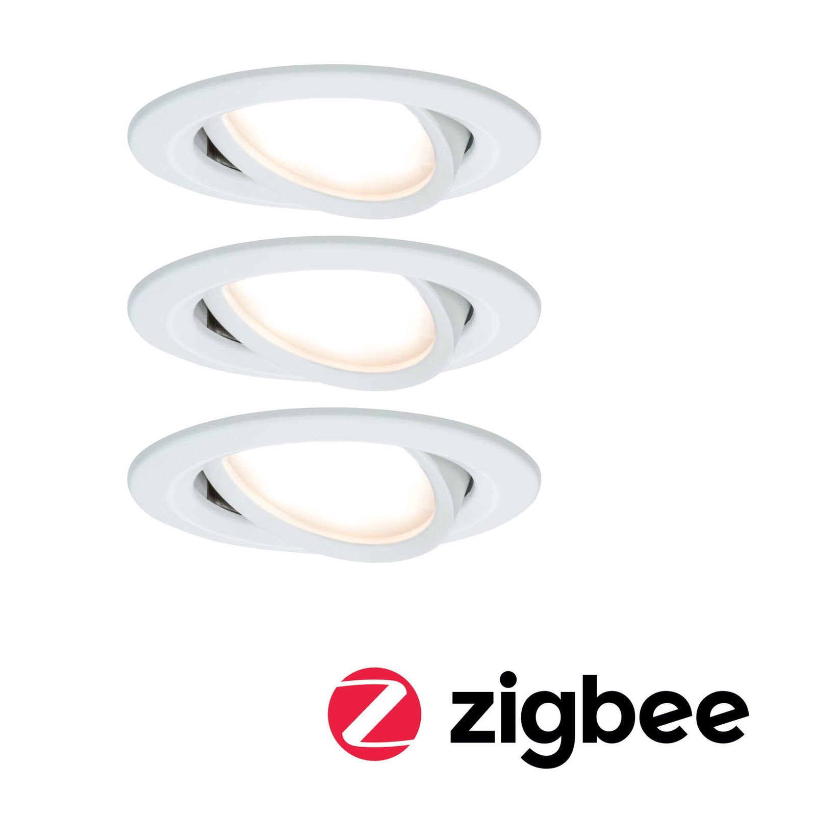 P 5140 Smart Home Zigbee set Smart Home Zigbee 3.0 vestavné svítidlo Nova Coin + Zigbee Cephei výklopné kruhové 84mm 50° Coin 3x6W 230V 2700K bílá mat - PAULMANN