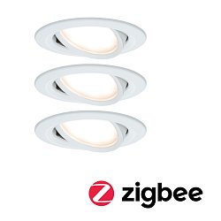 Obrázek pro produkt Smart Home Zigbee set Smart Home Zigbee 3.0 vestavné svítidlo Nova Coin + Zigbee Cephei výklopné kruhové 84mm 50° Coin 3x6W 230V 2700K bílá mat - PAULMANN