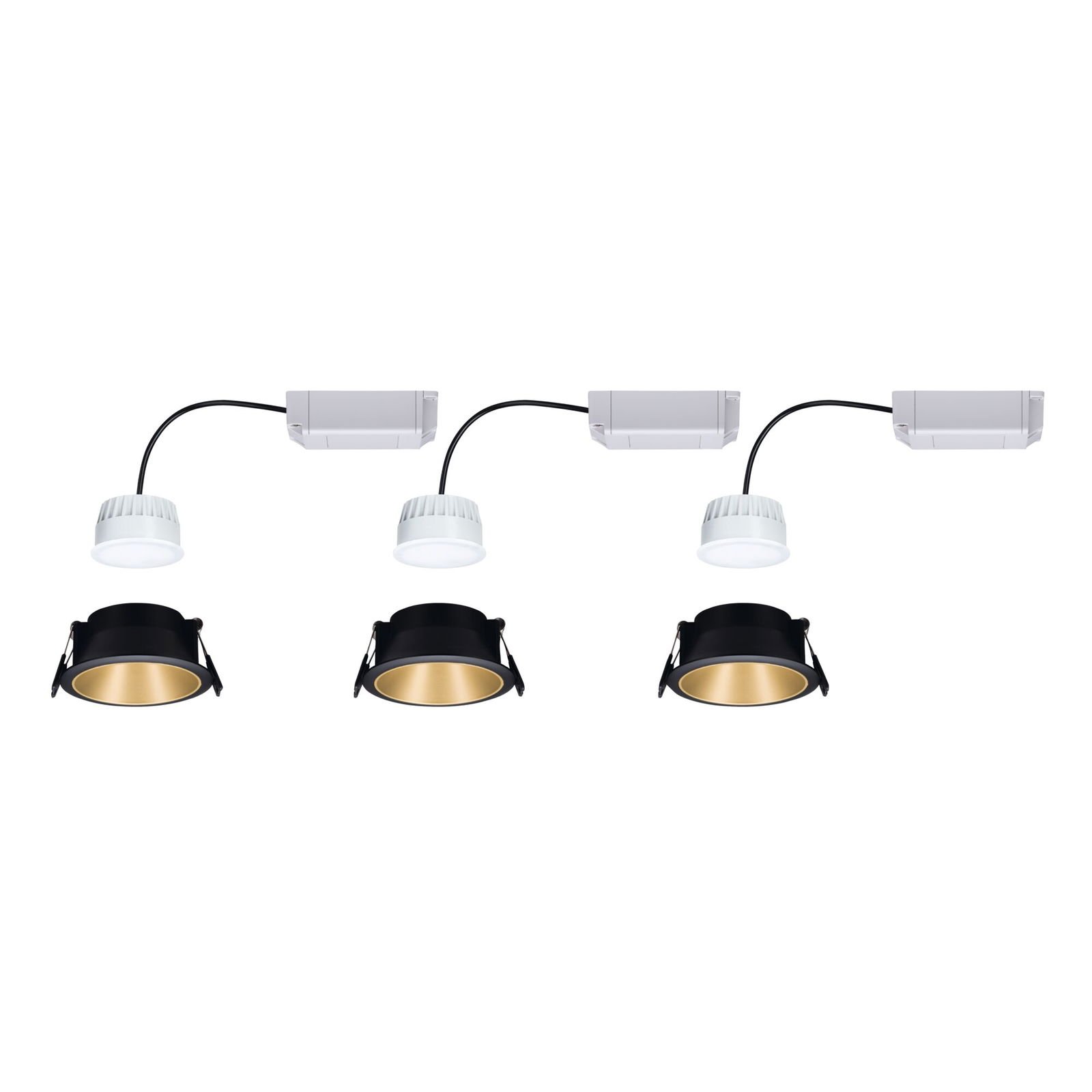 P 5146 Smart Home Zigbee set Smart Home Zigbee 3.0 vestavné svítidlo Cole + Zigbee Coin IP44 kruhové 88mm 3x6W 230V stmívatelné 2700K černá/zlatá mat - PAULMANN (obrázek 5)