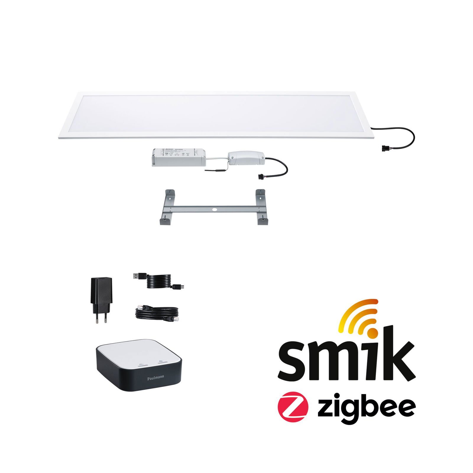P 5170 Startovací sada Zigbee 3.0 Smart Home smik Gateway + LED Panel Amaris 72x84mm 35W RGBW+ bílá/antracit stmívatelné - PAULMANN