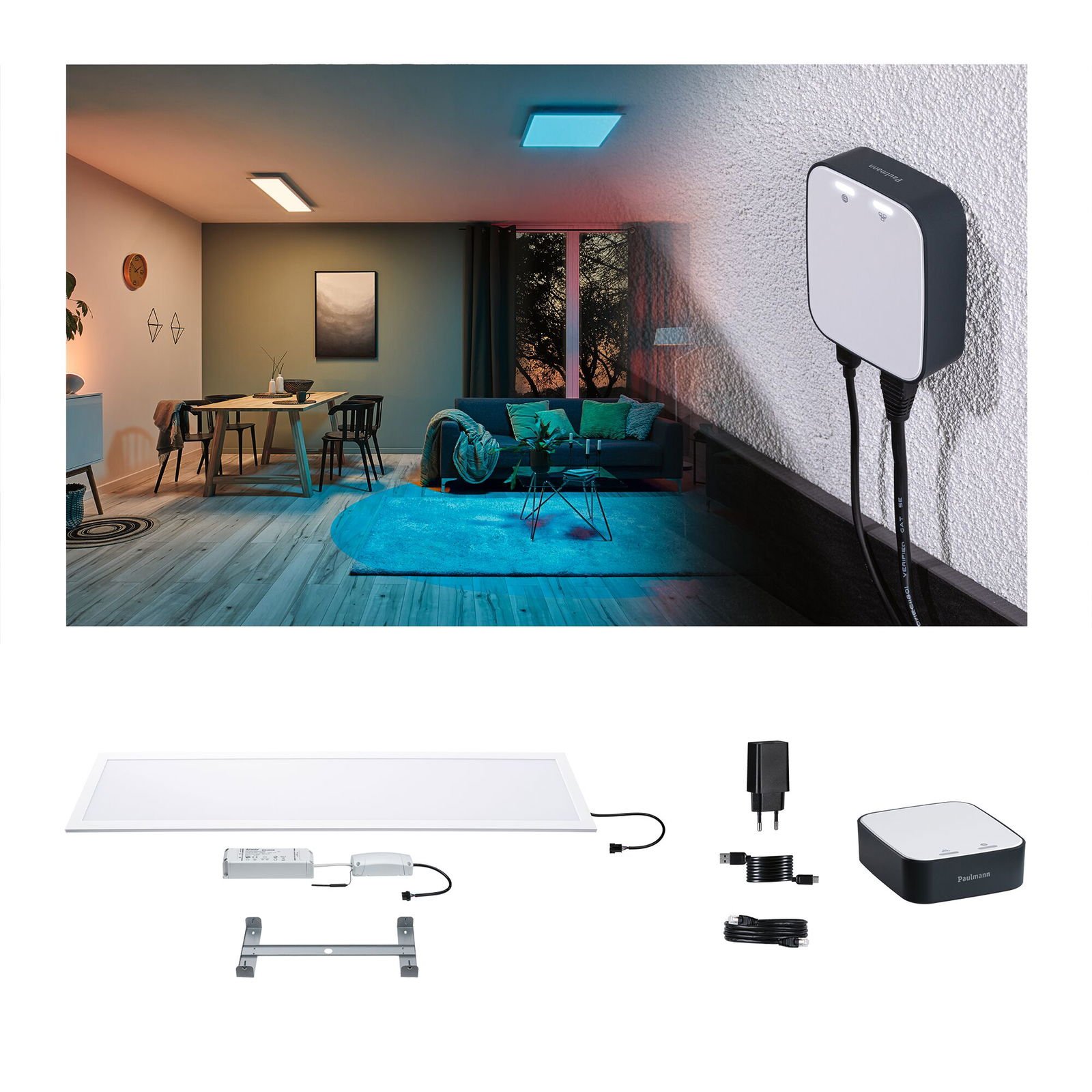P 5170 Startovací sada Zigbee 3.0 Smart Home smik Gateway + LED Panel Amaris 72x84mm 35W RGBW+ bílá/antracit stmívatelné - PAULMANN (obrázek 5)