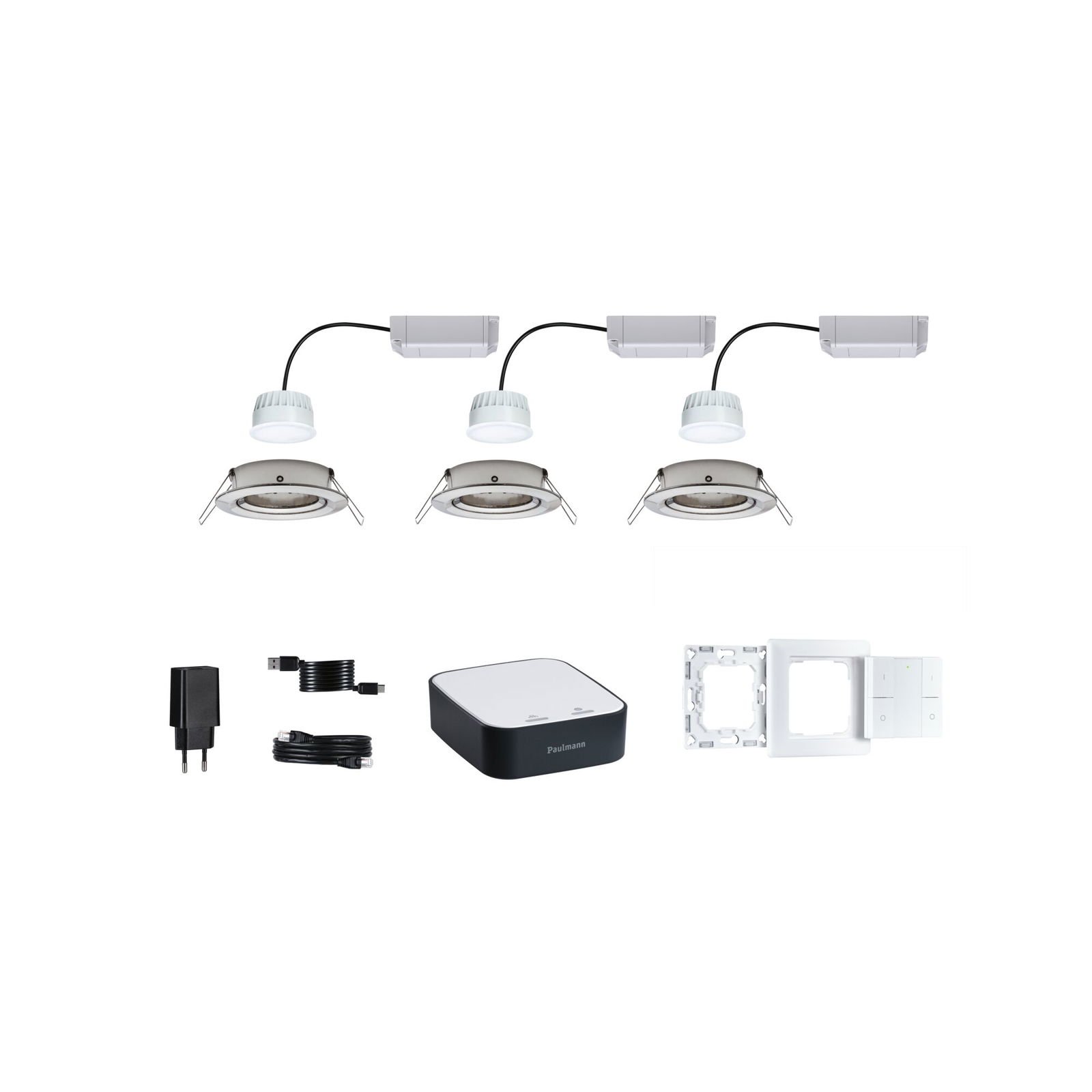 P 5181 Startovací sada Smart Home smik Gateway nástěnný ovladač + LED vestavné svítidlo Nova Plus Coin základní sada výklopné RGBW - PAULMANN (obrázek 6)