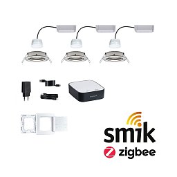 Obrázek pro produkt Startovací sada Smart Home smik Gateway nástěnný ovladač + LED vestavné svítidlo Nova Plus Coin základní sada výklopné RGBW - PAULMANN