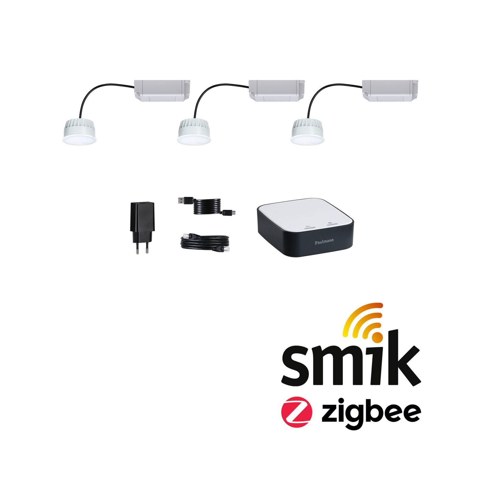 P 5182 Startovací sada Smart Home smik Gateway + 3x LED Modul vestavné svítidlo RGBW - PAULMANN