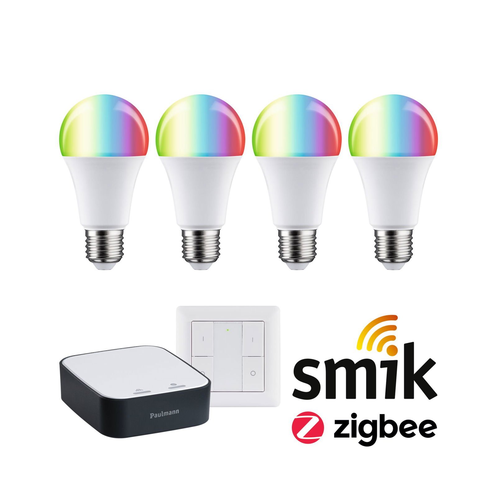 P 5190 Startovací sada Zigbee 3.0 LED žárovka E27 RGBW + Gateway smik + vypínač - PAULMANN