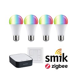 Obrázek pro produkt Startovací sada Zigbee 3.0 LED žárovka E27 RGBW + Gateway smik + vypínač - PAULMANN