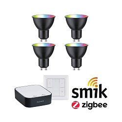 Obrázek pro produkt Startovací sada Zigbee 3.0 Smart Home smik Gateway + LED reflektor GU10 RGBW + vypínač - PAULMANN