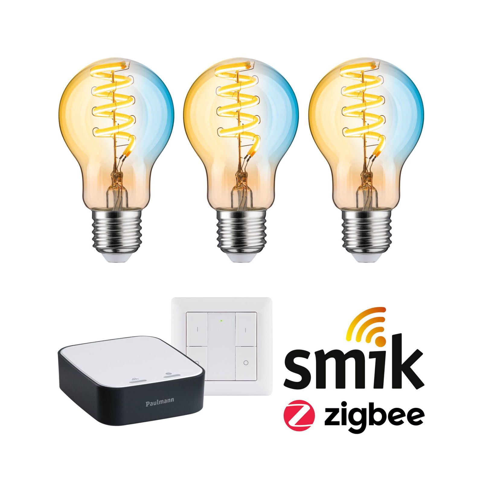 P 5194 Startovací sada Zigbee 3.0 LED žárovka Filament E27 měnitelná bílá + Gateway smik + vypínač - PAULMANN