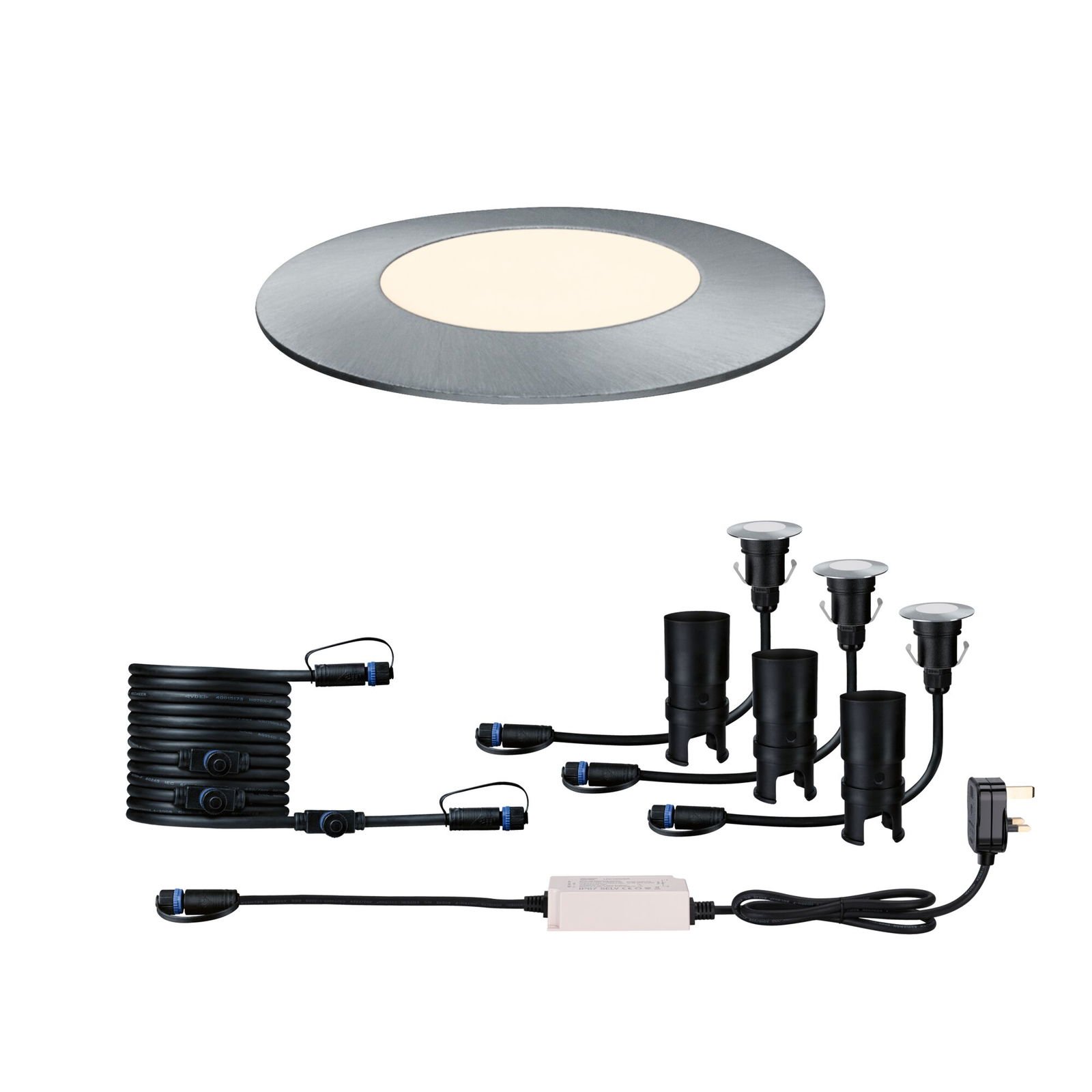 P 94907 Plug & Shine LED zemní svítidlo Floor IP67 3000K 3x2,5W 30VA ocel - PAULMANN