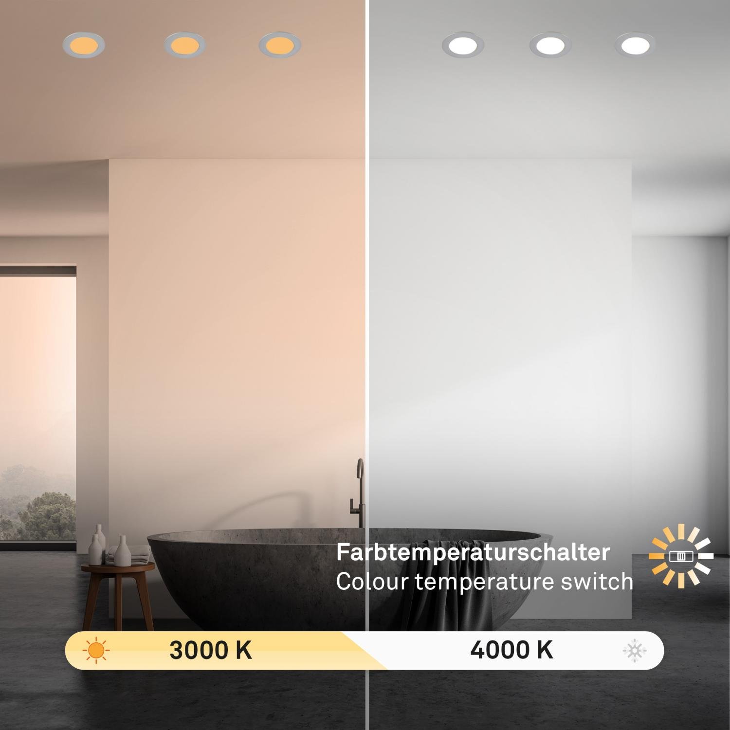 BRILO 7599034 3ks sada CTS vestavné svítidlo, 8,5 cm, 4W, 300lm matný chrom - BRILO (obrázek 4)