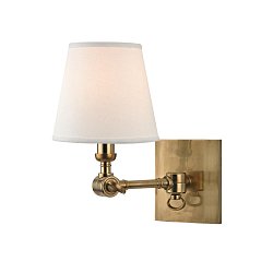 Obrázek pro produkt VÝPRODEJ VZORKU - Nástěnné svítidlo HILLSDALE mosaz/textil staromosaz/bílá E14 1x40W - HUDSON VALLEY
