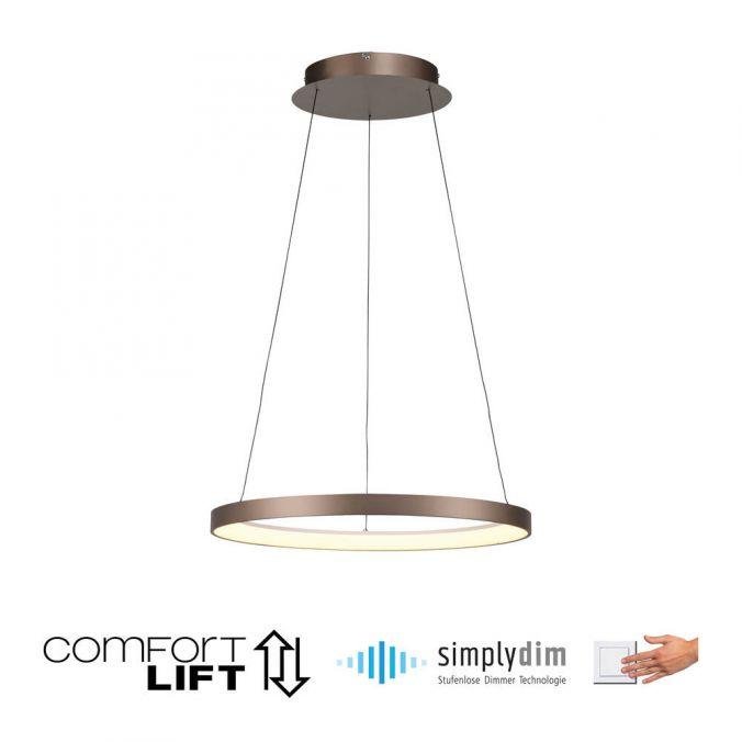 PN 2851-36 HOOP LED závěsné svítidlo hnědé nastavitelná výška paměťová funkce SimplyDim 3000K - PAUL NEUHAUS