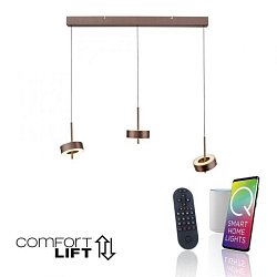 Obrázek pro produkt Závěsné svítidlo Q-ROTATE 3 ramenné tmavá hnědá nastavitelná výška ZigBee 2700-5000K - PAUL NEUHAUS