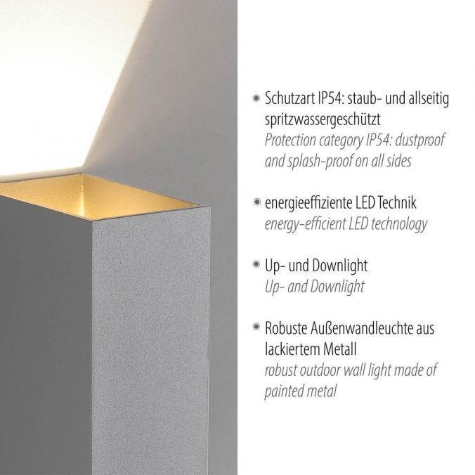 PN 9467-15 BLOCK LED venkovní nástěnné svítidlo šedá IP54 3000K - PAUL NEUHAUS (obrázek 3)