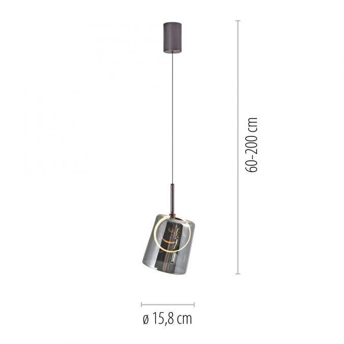 PN 2541-25 ZULA LED závěsné svítidlo 1 ramenné kov/sklo kouřová barva nastavitelná výška 3000K - PAUL NEUHAUS (obrázek 6)