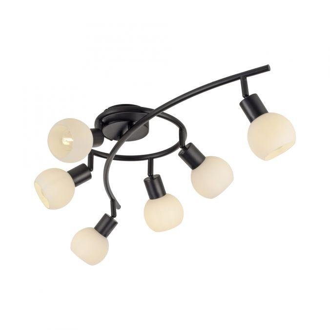 LD 12155-18 LOKI LED stropní svítidlo 6-ramenné černé otočné spoty opálové sklo nadčasové 3000K - JUST LIGHT